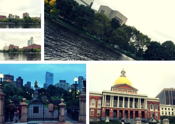 Photo collage of Boston's skyline and historic landmarks, including the Paul Revere statue and the Massachusetts State House.